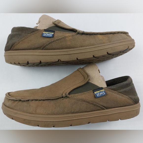 Lems Drifter Barefoot Slip On Unisex Shoes Mens 7.5 Womens 9 Brown Kelp Canvas - Picture 6 of 10